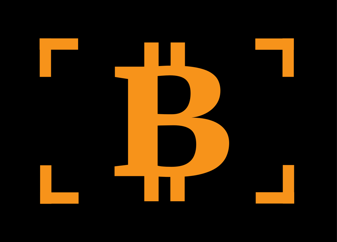 Square logo: orange on black